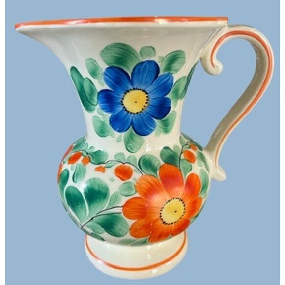 VTG Czech Pottery DITMAR URBACH Hand Painted Pitcher Vase Floral Cottage Decor - Picture 3 of 11